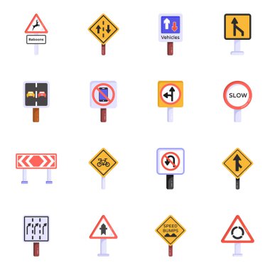 Yol işaretleri, vektör illüstrasyonu
