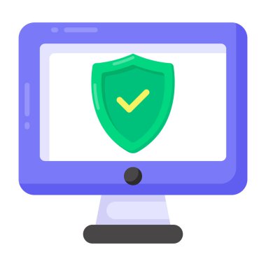 Bilgisayarlı güvenlik kalkanı, vektör illüstrasyonu