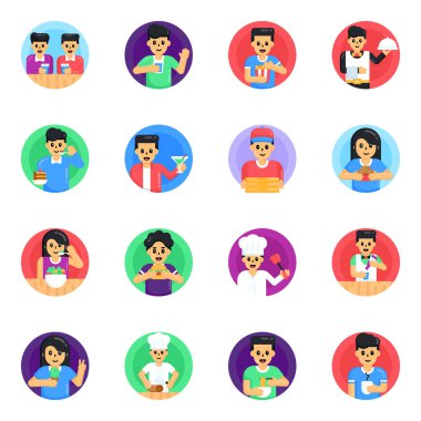  avatarların simgeleri düz stil. vektör illüstrasyonu