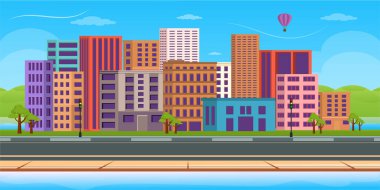 Modern şehir binaları, vektör illüstrasyonu