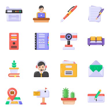 İşletme simgeleri ayarlandı. vektör illüstrasyonu