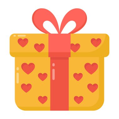 Kırmızı yay ve kurdele vektör illüstrasyon tasarımlı hediye kutusu