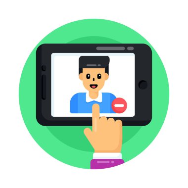 Akıllı telefon ikonu olan adam. düz dizayn biçimi 10