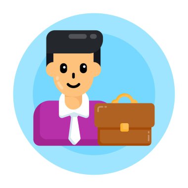 Evrak çantası ikonu olan bir iş adamı. düz dizayn