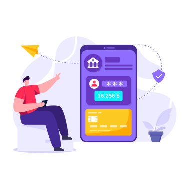 Online öğrenme. Bir adam ve dizüstü bilgisayarlı akıllı telefon. vektör illüstrasyonu