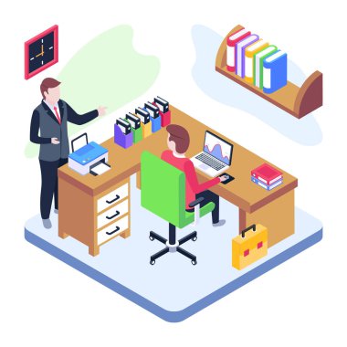 Dizüstü bilgisayarlar ve dizüstü bilgisayar vektör illüstrasyon tasarımı ile çalışan izometrik insanlar