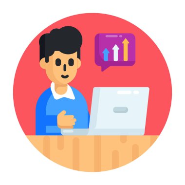 Dizüstü bilgisayarı ve akıllı telefon vektör çizimi olan adam