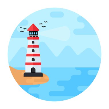 deniz feneri ikonu vektör illüstrasyonu