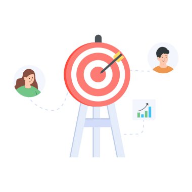 İş ekibi hedef ve strateji vektör illüstrasyon grafik tasarımı ile çalışıyor
