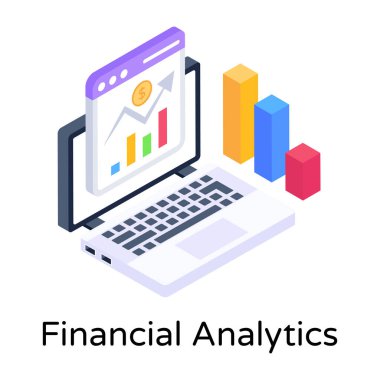 analitik grafik düz vektör simgesi