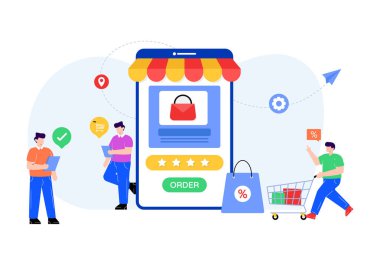 online shopping concept. vector illustration of a flat design.