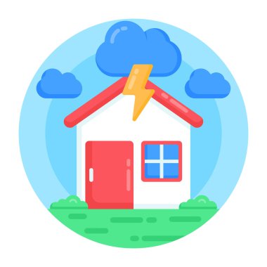 ev, hava, enerji, elektrik, fırtına, düz renk ikonu. vektör izole çizimi