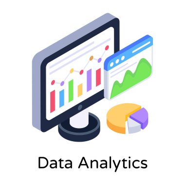 analitik grafik düz vektör simgesi