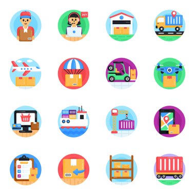 flat design vector illustration of delivery service icons