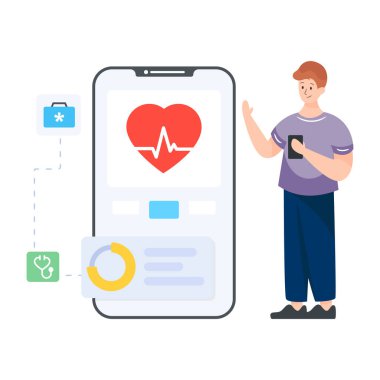 smartphone with heart rate and heartbeat vector illustration design