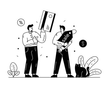 Para çantası ve dolar işareti olan iş adamı.