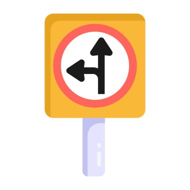 Yol işareti düz vektör simgesi