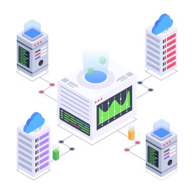 Modern teknoloji kavramının izometrik çizimi