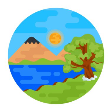 Dağlı bir manzaranın vektör çizimi