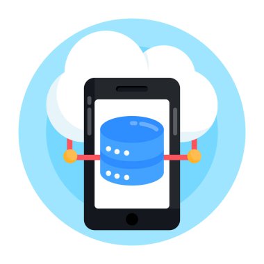 Bulut hesaplama vektörü resimli cep telefonu