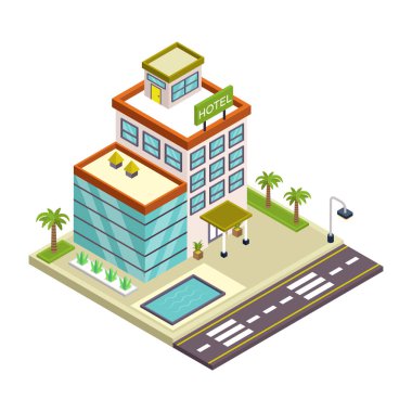 izometrik şehir inşa vektör çizimi