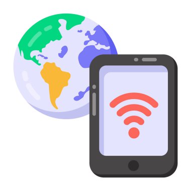 wifi ve cep telefonu vektör illüstrasyon tasarımlı akıllı telefon