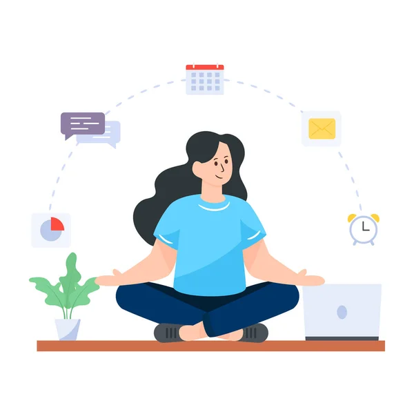 Meditierende Frau Lotus Pose Vektorillustration — Stockvektor