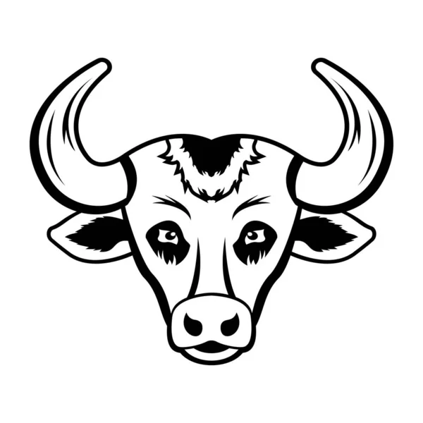 Icona Della Testa Toro Illustrazione Bianco Nero — Vettoriale Stock