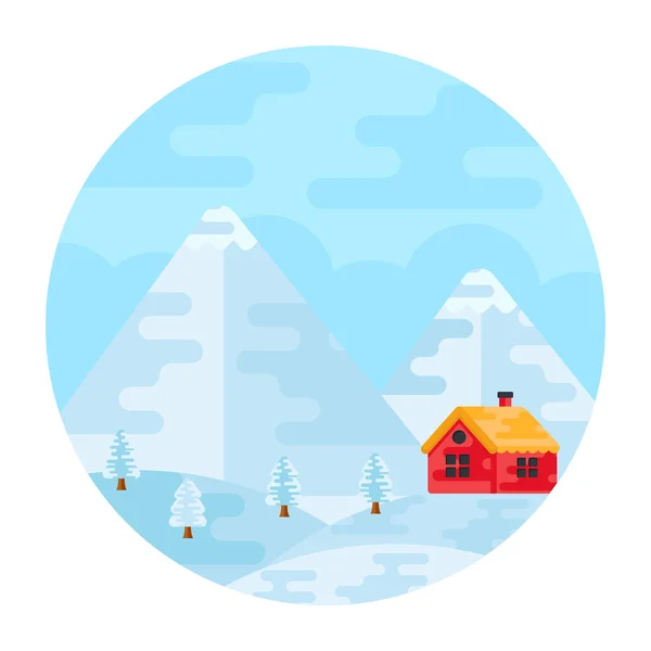 Χειμερινό Τοπίο Χιόνι Και Δέντρα Εικονογράφηση Διανύσματος — Διανυσματικό Αρχείο