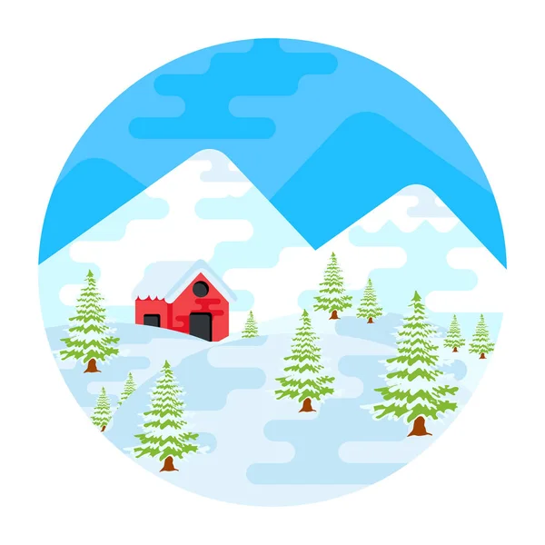 Χειμερινό Τοπίο Χιόνι Και Δέντρα Εικονογράφηση Διανύσματος — Διανυσματικό Αρχείο