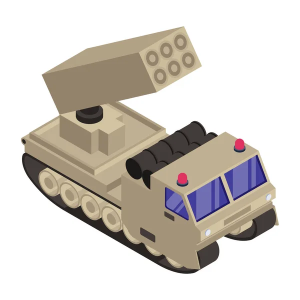 Tanque Militar Isométrico Con Rifle Ilustración Vectorial — Vector de stock