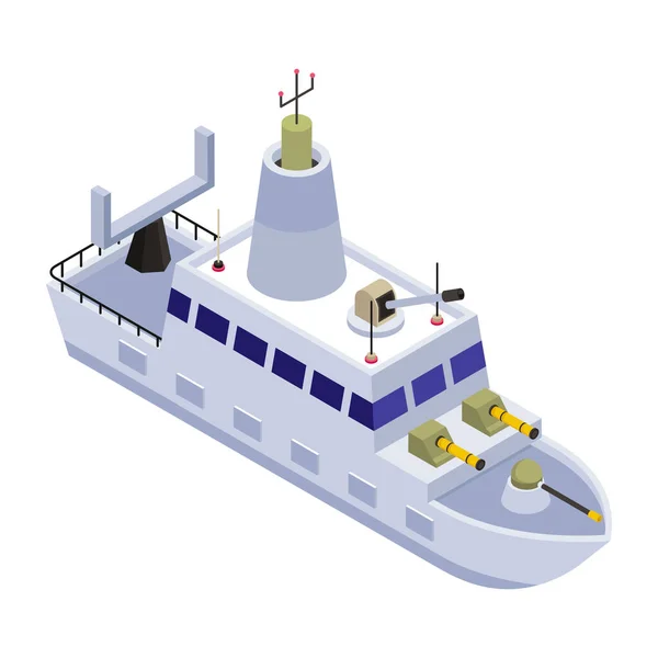 Isometrische Vectorillustratie Van Een Schip Met Een Boot — Stockvector