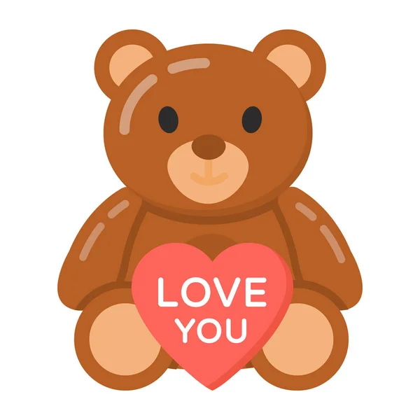 Niedlichen Teddybär Mit Herz Und Liebe Vektor Illustration Design — Stockvektor