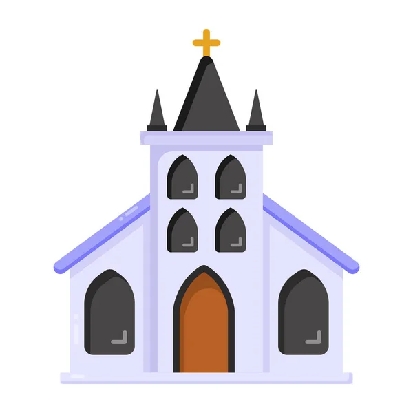 Icône Église Dans Style Dessin Animé Isolé Sur Fond Blanc — Image vectorielle