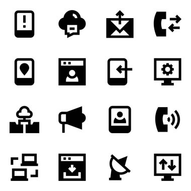 Beyaz arkaplanda izole edilmiş 16 ortam simgesi...