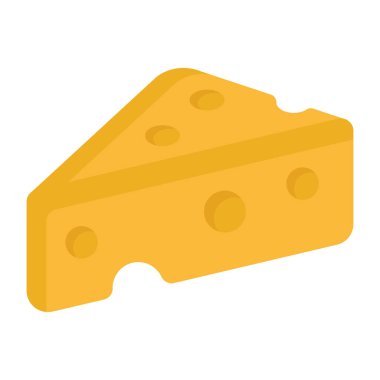 Peynir ikonu. Lezzetli parça vektör illüstrasyonunun izometriği. beyaz arkaplanda izole