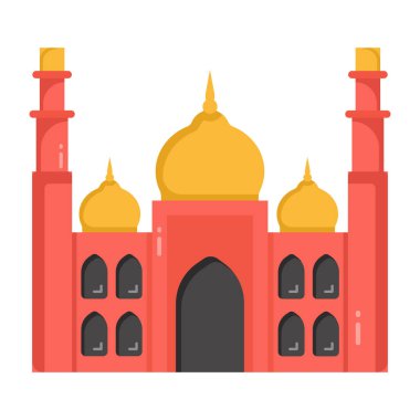 Çizgi film stili izole edilmiş vektör illüstrasyonunda Taç mahal simgesi