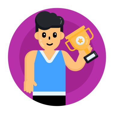 man with trophy, vector illustration