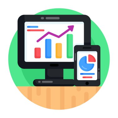 iş ve finans düz simgesi, vektör illüstrasyonu