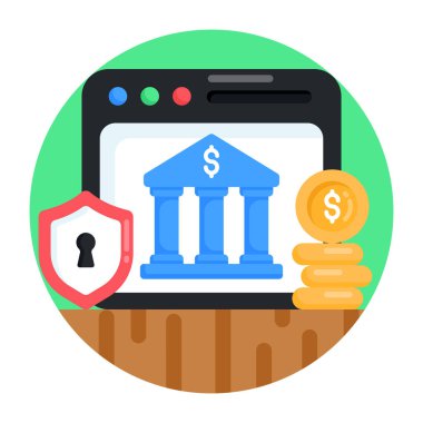 mobil bankacılık düz simgesi, vektör illüstrasyonu