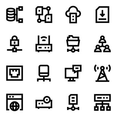 solid icon set of technology computing, business