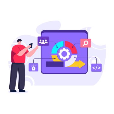 düz tasarım konsepti, çevik metodolojinin vektör çizimi 