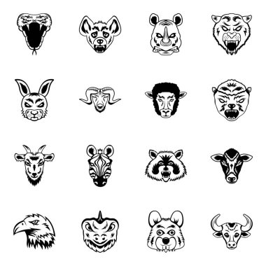 Farklı hayvanlar kümesi, vektör illüstrasyonu