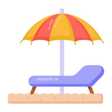 beach umbrella icon. flat illustration of parasol vector symbol for web design