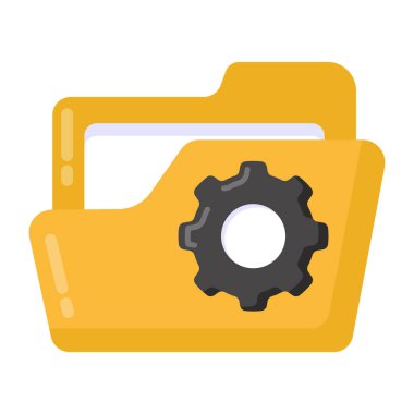 Dişli simgesi olan klasör. vektör illüstrasyonu