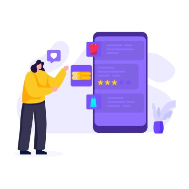 İnternet alışveriş konsepti. Akıllı telefonu ve dizüstü bilgisayarı olan adam vektör çizimi tasarımı