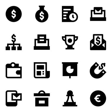 İş simgesi seti. Herhangi bir tasarım için basit 36 para vektör simgesi biçimi