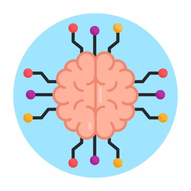 Yapay zeka vektör illüstrasyonlu beyin
