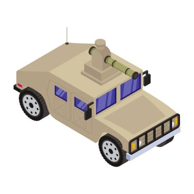 Askeri araç, polis memuru, ön görüş. izometrik vektör