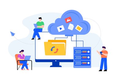  bulut hesaplama ve internet bağlantı vektör illüstrasyonu